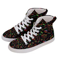 Seamless Pattern Kwanzaa With Traditional Colored Candles Women s Hi-top Skate Sneakers by Vaneshart