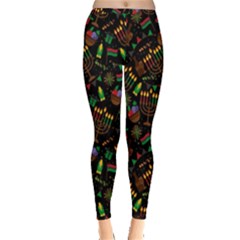 Seamless Pattern Kwanzaa With Traditional Colored Candles Inside Out Leggings by Vaneshart