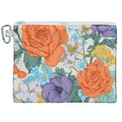 Vintage Floral Vector Seamless Pattern With Roses Canvas Cosmetic Bag (xxl)