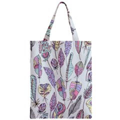 Vector Illustration Seamless Multicolored Pattern Feathers Birds Zipper Classic Tote Bag by Vaneshart