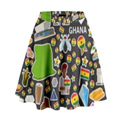 Vector Flat Seamless Texture Pattern Ghana High Waist Skirt by Vaneshart