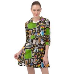 Vector Flat Seamless Texture Pattern Ghana Mini Skater Shirt Dress