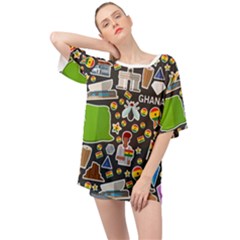 Vector Flat Seamless Texture Pattern Ghana Oversized Chiffon Top