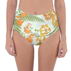 Peacock Flower Seamless Pattern Reversible High-waist Bikini Bottoms by Vaneshart