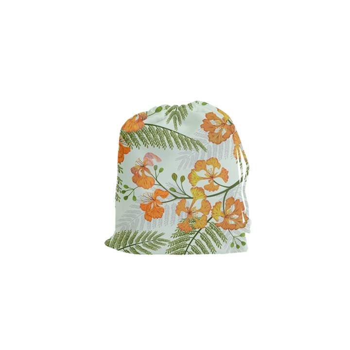 Peacock Flower Seamless Pattern Drawstring Pouch (XS)