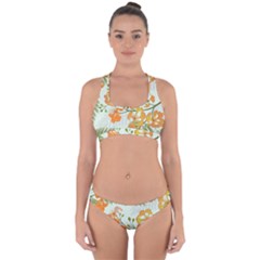 Peacock Flower Seamless Pattern Cross Back Hipster Bikini Set by Vaneshart