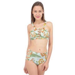 Peacock Flower Seamless Pattern Cage Up Bikini Set by Vaneshart