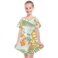 Peacock Flower Seamless Pattern Kids  Smock Dress