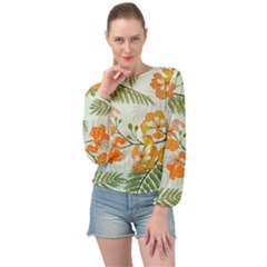 Peacock Flower Seamless Pattern Banded Bottom Chiffon Top