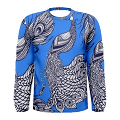 Peacock Bird Feathers Seamless Background Pattern Men s Long Sleeve Tee by Vaneshart