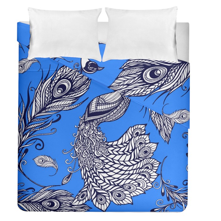 Peacock Bird Feathers Seamless Background Pattern Duvet Cover Double Side (Queen Size)