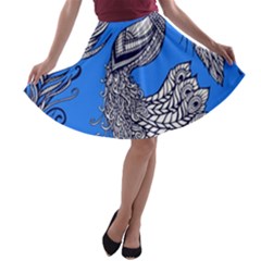 Peacock Bird Feathers Seamless Background Pattern A-line Skater Skirt by Vaneshart