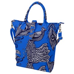 Peacock Bird Feathers Seamless Background Pattern Buckle Top Tote Bag by Vaneshart