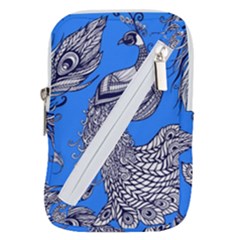 Peacock Bird Feathers Seamless Background Pattern Belt Pouch Bag (large)