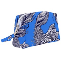 Peacock Bird Feathers Seamless Background Pattern Wristlet Pouch Bag (large) by Vaneshart