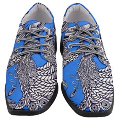 Peacock Bird Feathers Seamless Background Pattern Women Heeled Oxford Shoes