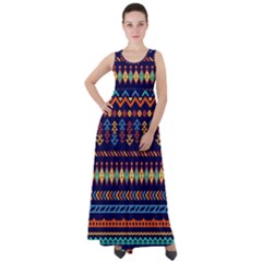 Decorative Pattern Ethnic Style Empire Waist Velour Maxi Dress by Vaneshart