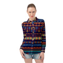 Decorative Pattern Ethnic Style Long Sleeve Chiffon Shirt