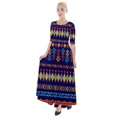 Decorative Pattern Ethnic Style Half Sleeves Maxi Dress