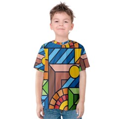 Colorful Geometric Mosaic Background Kids  Cotton Tee