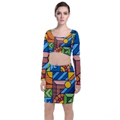 Colorful Geometric Mosaic Background Top and Skirt Sets