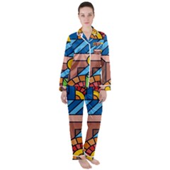 Colorful Geometric Mosaic Background Satin Long Sleeve Pyjamas Set