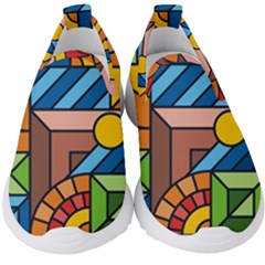 Colorful Geometric Mosaic Background Kids  Slip On Sneakers