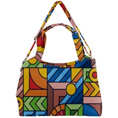 Colorful Geometric Mosaic Background Double Compartment Shoulder Bag