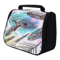 Hand Drawn Feathers Seamless Pattern Full Print Travel Pouch (small) by Vaneshart