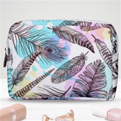 Hand Drawn Feathers Seamless Pattern Make Up Pouch (medium) by Vaneshart