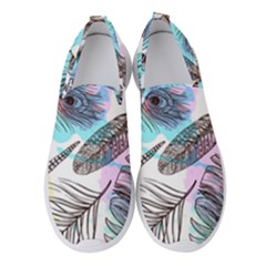 Hand Drawn Feathers Seamless Pattern Women s Slip On Sneakers by Vaneshart