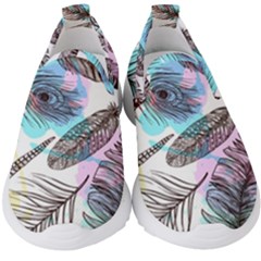 Hand Drawn Feathers Seamless Pattern Kids  Slip On Sneakers by Vaneshart