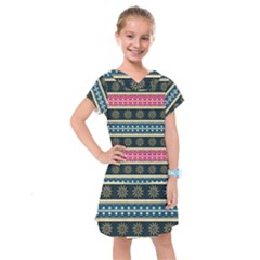 African Seamless Pattern Abstract Background Hand Drawn Kids  Drop Waist Dress by Vaneshart