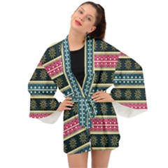 African Seamless Pattern Abstract Background Hand Drawn Long Sleeve Kimono by Vaneshart