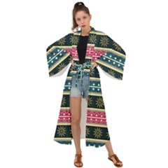 African Seamless Pattern Abstract Background Hand Drawn Maxi Kimono