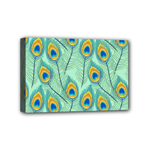 Lovely Peacock Feather Pattern With Flat Design Mini Canvas 6  X 4  (stretched) by Vaneshart