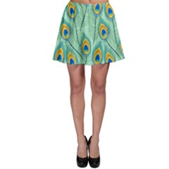 Lovely Peacock Feather Pattern With Flat Design Skater Skirt by Vaneshart