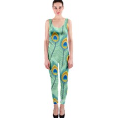 Lovely Peacock Feather Pattern With Flat Design One Piece Catsuit by Vaneshart