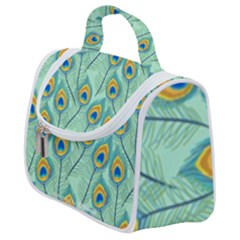 Lovely Peacock Feather Pattern With Flat Design Satchel Handbag by Vaneshart