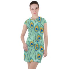 Lovely Peacock Feather Pattern With Flat Design Drawstring Hooded Dress by Vaneshart