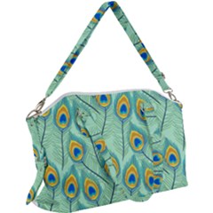 Lovely Peacock Feather Pattern With Flat Design Canvas Crossbody Bag