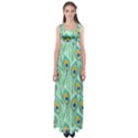 Lovely Peacock Feather Pattern With Flat Design Empire Waist Maxi Dress View1