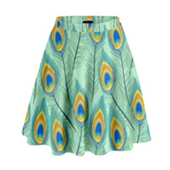 Lovely Peacock Feather Pattern With Flat Design High Waist Skirt by Vaneshart