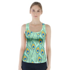 Lovely Peacock Feather Pattern With Flat Design Racer Back Sports Top by Vaneshart