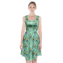 Lovely Peacock Feather Pattern With Flat Design Racerback Midi Dress by Vaneshart