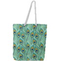 Lovely Peacock Feather Pattern With Flat Design Full Print Rope Handle Tote (Large) View1