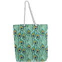 Lovely Peacock Feather Pattern With Flat Design Full Print Rope Handle Tote (Large) View2