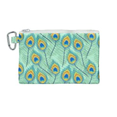 Lovely Peacock Feather Pattern With Flat Design Canvas Cosmetic Bag (medium) by Vaneshart