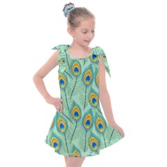 Lovely Peacock Feather Pattern With Flat Design Kids  Tie Up Tunic Dress by Vaneshart