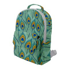 Lovely Peacock Feather Pattern With Flat Design Flap Pocket Backpack (large) by Vaneshart